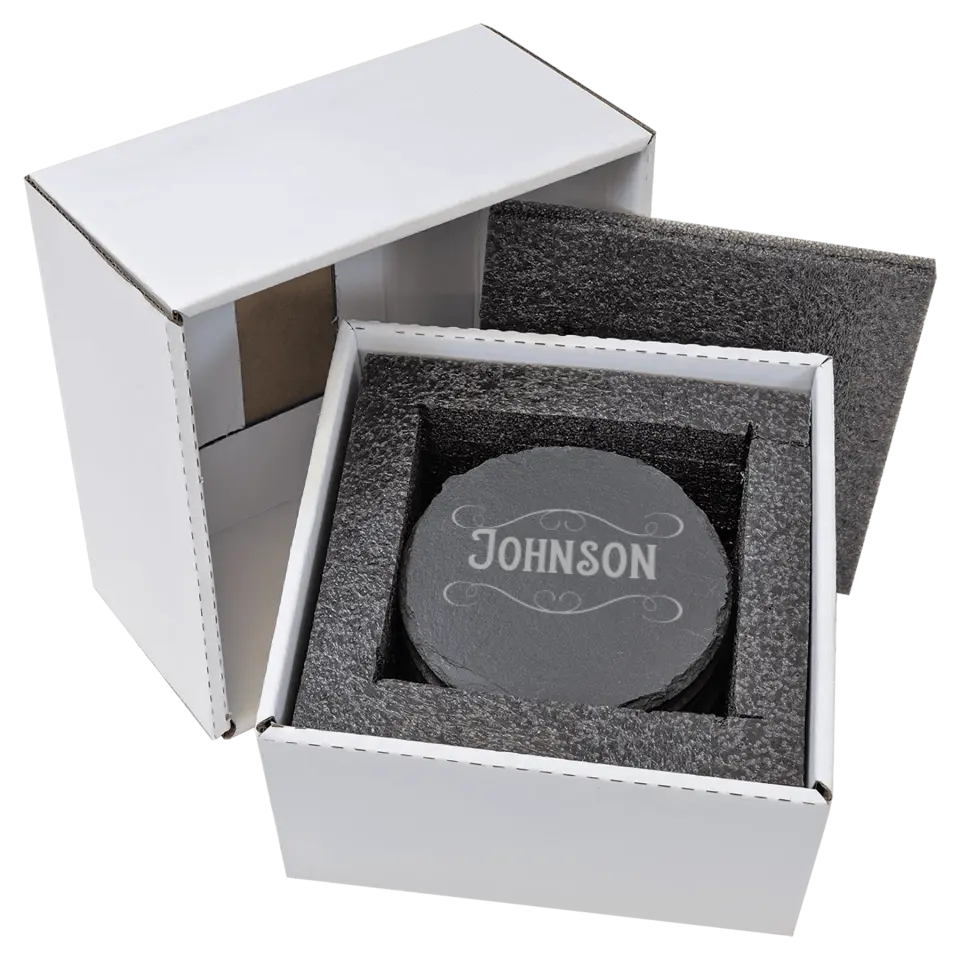 4" Round Slate Coasters 6 Piece Set - Classic Name